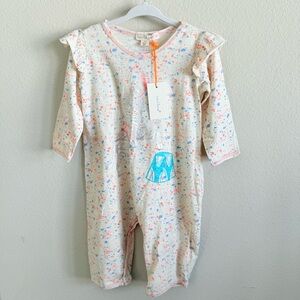 NWT Everbloom Zebra Print Long Sleeve Ruffle Trim Romper size 24M